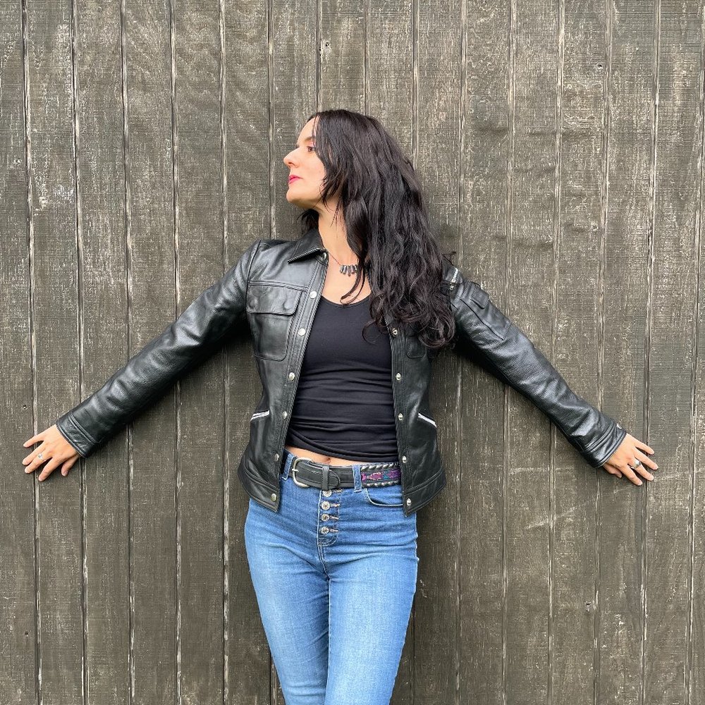 Vintage Black Genuine Leather Women's Jacket
